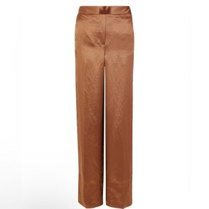 Elegant Satin Wide Leg Trousers - Tan